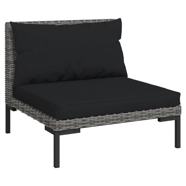 vidaXL 11 pcs conj. lounge jardim c/ almofad&otilde;es vime PE cinza-escuro