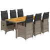 vidaXL 7 pcs conjunto bistr&ocirc; de jardim c/ almofad&otilde;es vime PE cinza