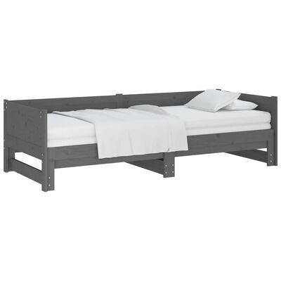 vidaXL Sofá-cama de puxar pinho maciço cinza 2x(90x200) cm