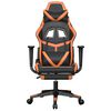 vidaXL Cadeira gaming c/ apoio p/ p&eacute;s couro artificial preto e laranja