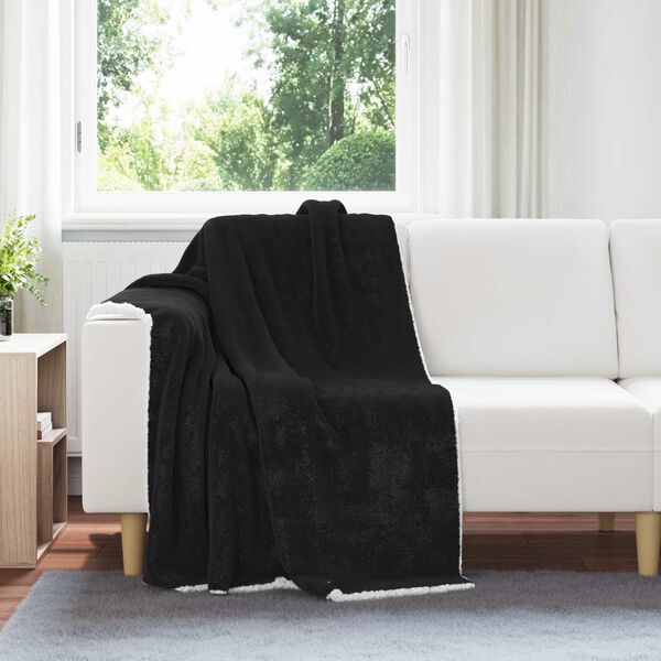 vidaXL Cobertor Preto 130 x 150 cm L&atilde;
