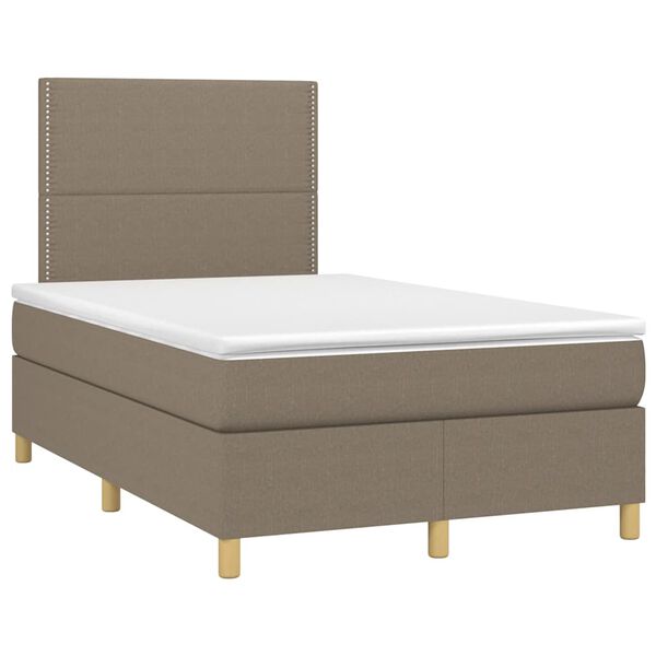 vidaXL Cama box spring colch&atilde;o/LED 120x190cm tecido cinza-acastanhado