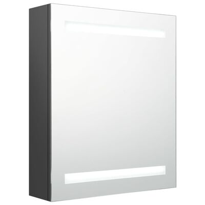 vidaXL Armário espelhado casa de banho LED 50x14x60cm cinzento