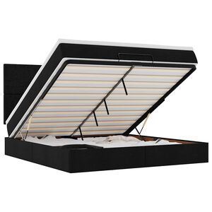 vidaXL Estrutura de cama otomana com colch&atilde;o 160x200 cm tecido preto