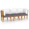 vidaXL 3 pcs conjunto lounge de jardim com almofad&otilde;es ac&aacute;cia maci&ccedil;a