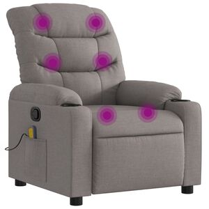 vidaXL Poltrona de massagens reclin&aacute;vel tecido cinzento-acastanhado