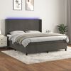 vidaXL Cama box spring c/ colch&atilde;o/LED 160x200cm veludo cinzento-escuro