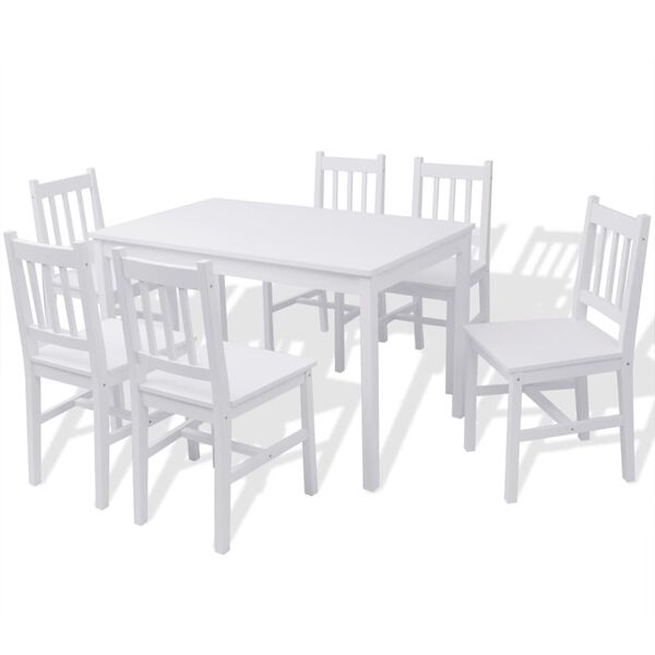 vidaXL Conjunto de jantar 7 pe&ccedil;as, pinho branco