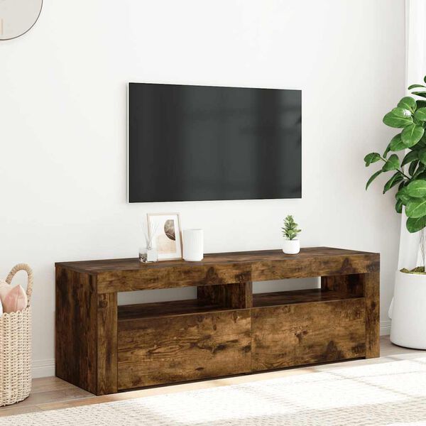 vidaXL M&oacute;vel de TV com luzes LED 120x35x40 cm carvalho fumado