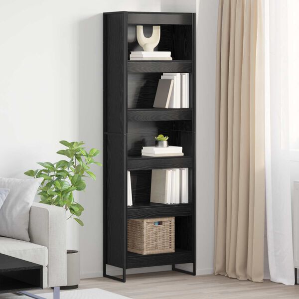 vidaXL Gabinete de Livros 2 pcs Carvalho Preto 80 x 30 x 155 cm