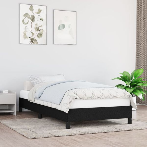 vidaXL Estrutura de cama sem colch&atilde;o 90x190 cm tecido preto