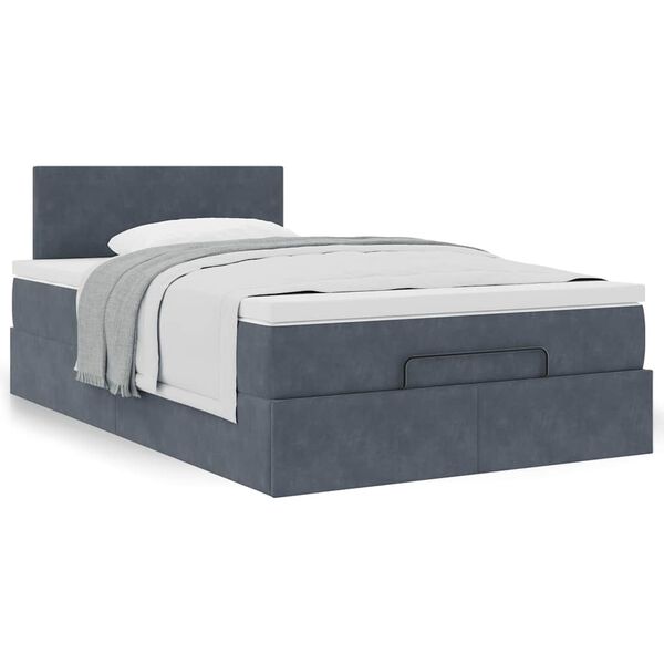 vidaXL Cama otomana com colch&atilde;o 120x190 cm veludo cinzento-escuro