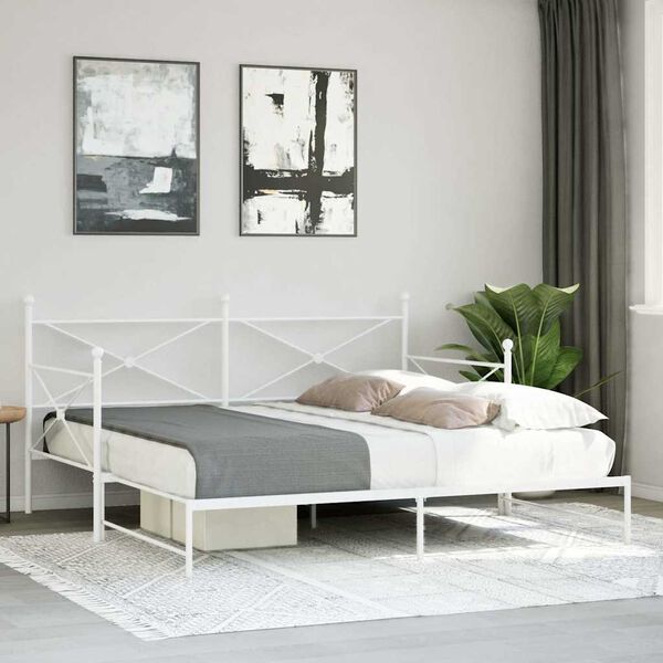vidaXL Cama de dia com gavet&atilde;o sem colch&atilde;o 100x190 cm a&ccedil;o branco