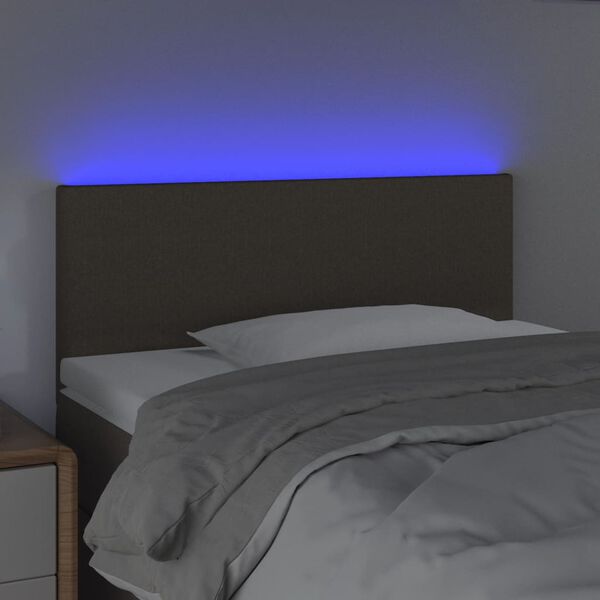 vidaXL Cabeceira cama luzes LED tecido 100x5x78/88cm cinza-acastanhado