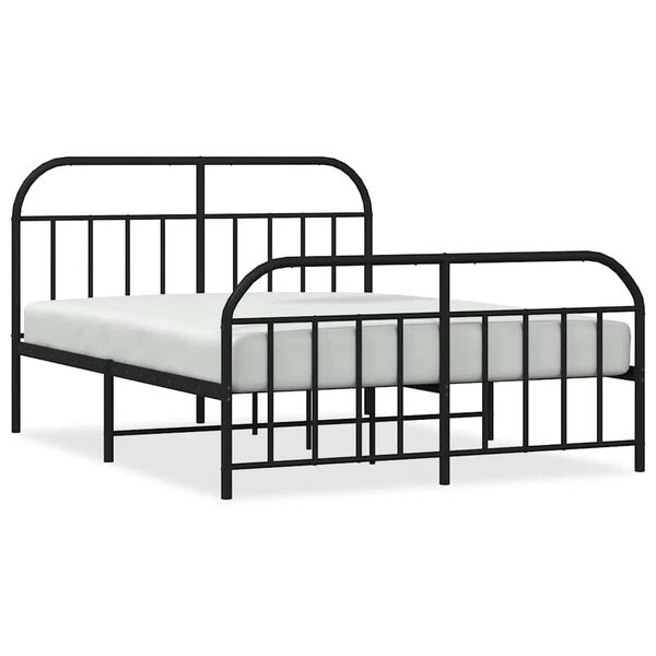 vidaXL Estrutura de cama com cabeceira e p&eacute;s 140x200 cm metal preto