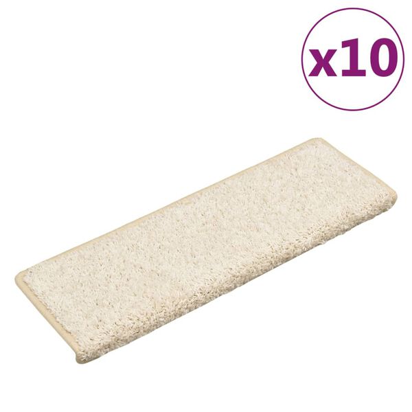 vidaXL Tapetes de escada 10 peças 65x21x4 cm branco com borda retangular