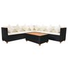 vidaXL 5 pcs conjunto lounge de jardim c/ almofad&otilde;es vime PE preto