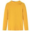 T-shirt manga comprida p/ crian&ccedil;a malha canelada ocre-escuro 116