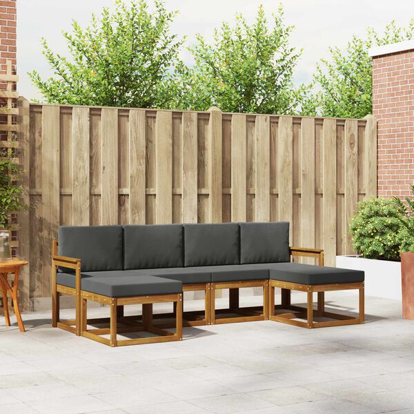 vidaXL Conjunto de Sof&aacute;s para Exterior 6 pcs Natural e Antracite