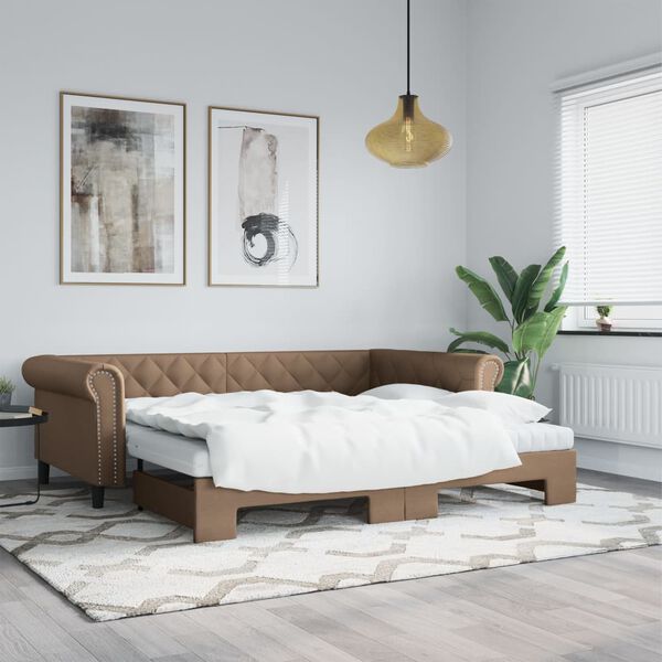 vidaXL Sof&aacute;-cama com gavet&atilde;o 90x200 cm couro artificial cappuccino