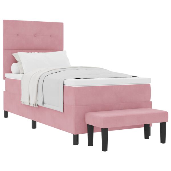 vidaXL Cama Box com colch&atilde;o com cabeceira Rosa 80 x 200 cm Veludo