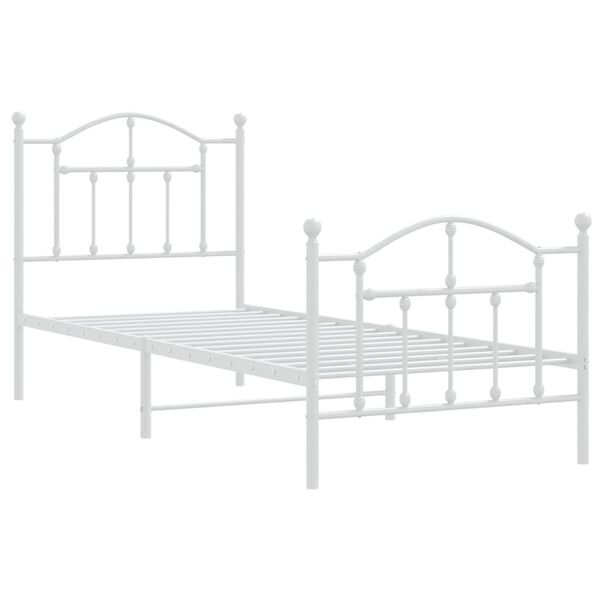 vidaXL Estrutura de cama com cabeceira e pés 90x200 cm metal branco