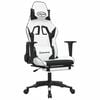 vidaXL Cadeira gaming massagens c/ apoio pés couro artif. Branco/preto