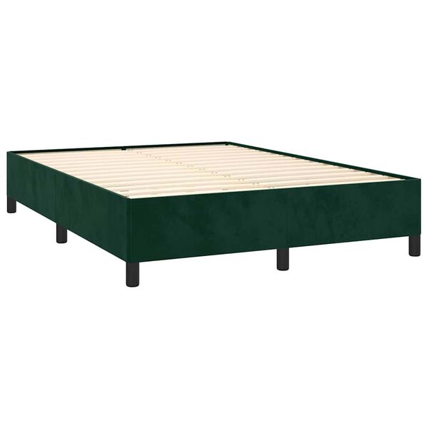 vidaXL Estrutura de cama sem colch&atilde;o 140x190 cm veludo verde-escuro
