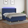 vidaXL Cama box spring c/ colch&atilde;o e LED 180x200 cm tecido azul
