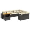 vidaXL 10 pcs conjunto sof&aacute;s de jardim c/ almofad&otilde;es vime PE preto
