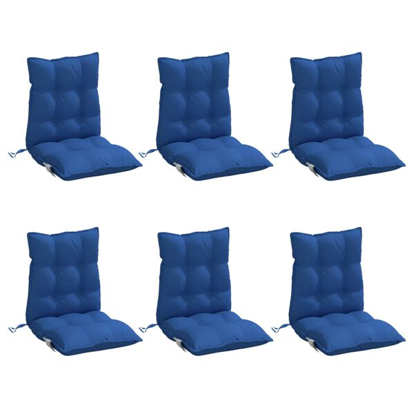 vidaXL Almofad&otilde;es cadeira encosto baixo 6 pcs tecido oxford azul real