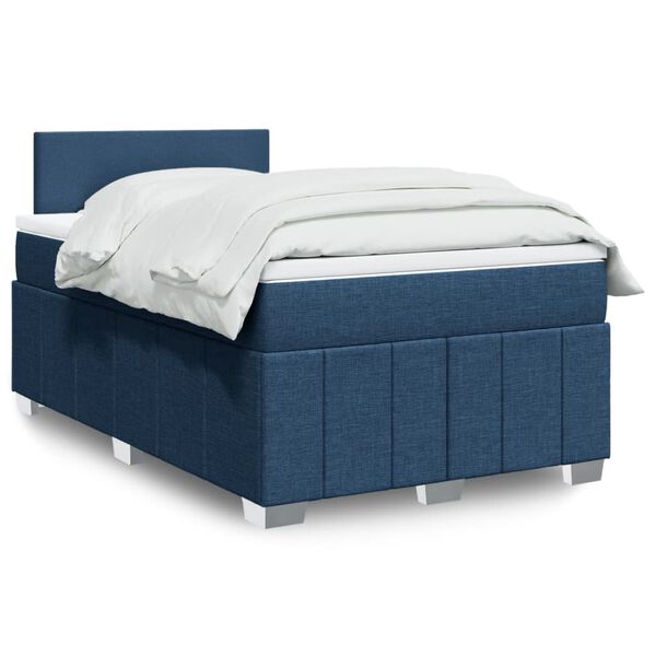 vidaXL Cama boxspring com colch&atilde;o 120x190 cm tecido azul