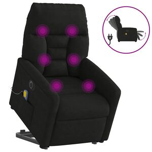 vidaXL Poltrona de massagens el&eacute;trica elevat&oacute;ria microfibra preto