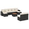 vidaXL 10 pcs conjunto sof&aacute;s de jardim c/ almofad&otilde;es vime PE preto