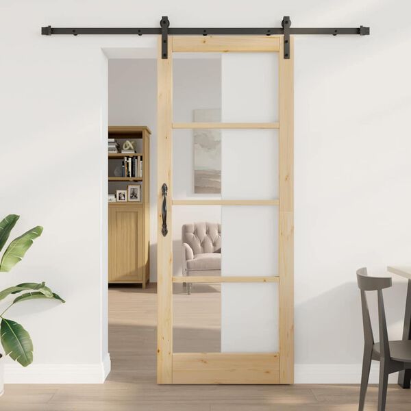 vidaXL Porta Deslizante ORKDAL Natural e Preto 83 x 211 cm