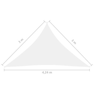 vidaXL Para-sol estilo vela tecido oxford triangular 3x3x4,24 m branco