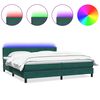 vidaXL Cama box spring c/ colch&atilde;o e LED 180x220 cm veludo verde-escuro