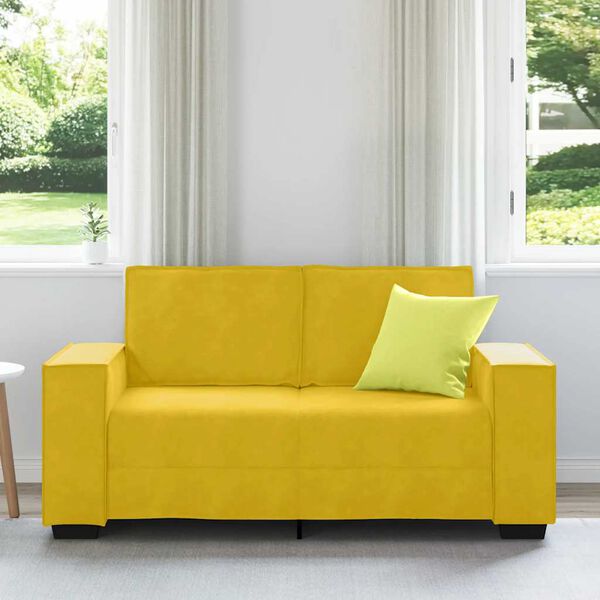 vidaXL Sof&aacute; de 2 lugares veludo 160x78x84 cm amarelo