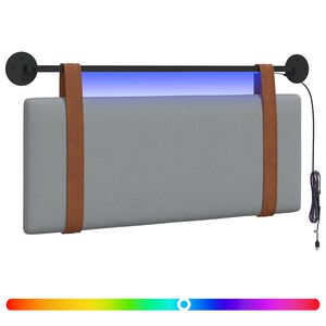 vidaXL Cabeceira suspensa Com luz LED Cinzento-claro PU Antigo