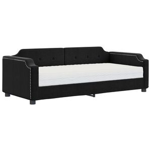 vidaXL Sof&aacute;-cama com colch&atilde;o 100x200 cm tecido preto