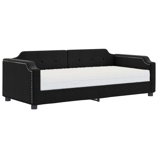 vidaXL Sof&aacute;-cama com colch&atilde;o 100x200 cm tecido preto