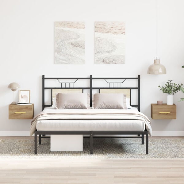 vidaXL Arm&aacute;rio de Cabeceira 2 pcs Carvalho Artesanal 35 x 35 x 20 cm