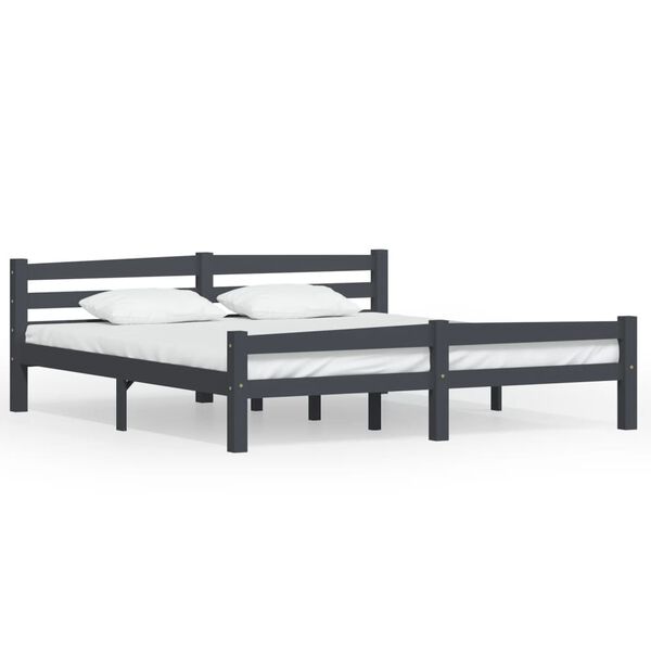 vidaXL Estrutura de cama 180x200 cm pinho maciço cinzento-escuro