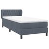 vidaXL Cama com molas/colch&atilde;o cinza-escuro 90x210 cm veludo