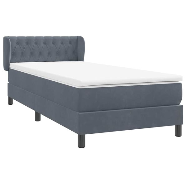 vidaXL Cama com molas/colch&atilde;o cinza-escuro 90x210 cm veludo