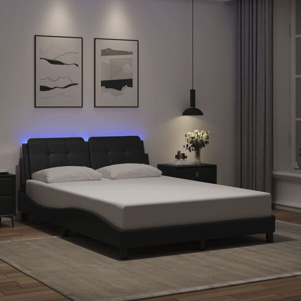 vidaXL Estrutura de cama com LED sem colch&atilde;o Zadar 140x200cm preto