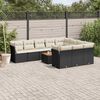 vidaXL 11 pcs conjunto sofás de jardim c/ almofadões vime PE preto