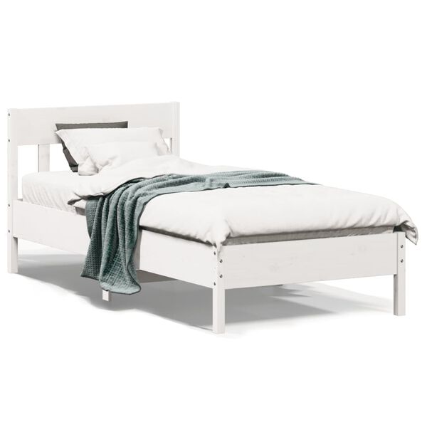 vidaXL Cama sem colch&atilde;o 100x200 cm madeira de pinho maci&ccedil;a branco
