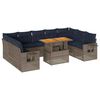 vidaXL 10 pcs conjunto sof&aacute;s de jardim c/ almofad&otilde;es vime PE cinzento