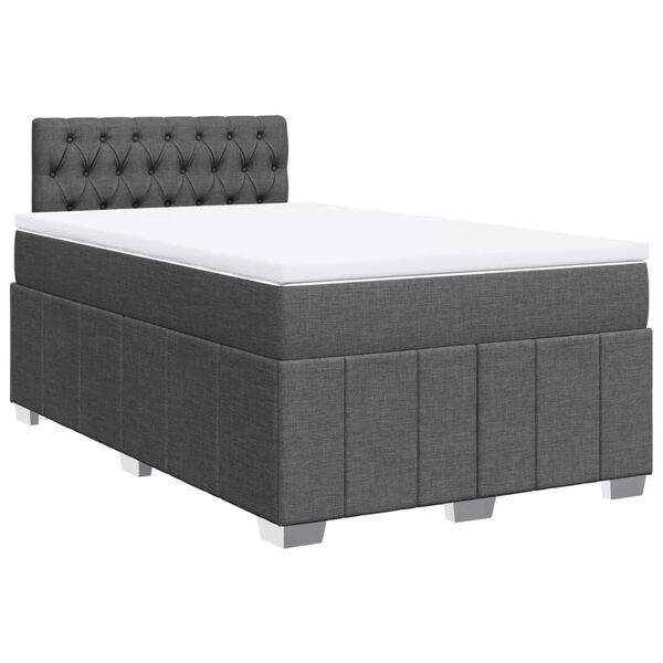 vidaXL Cama boxspring com colch&atilde;o 120x190 cm tecido cinzento-escuro